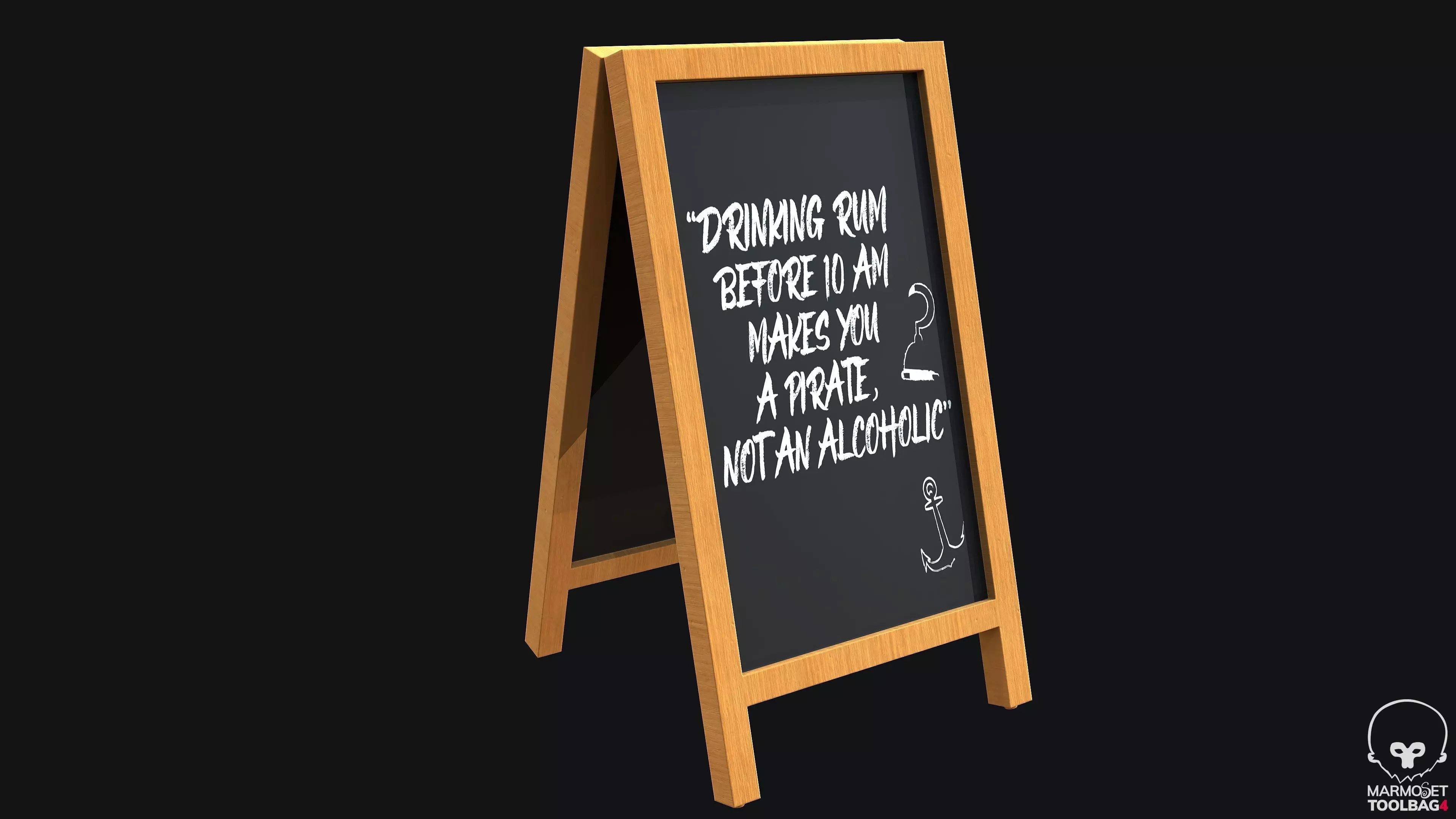 Chalkboard PBR Game Ready easel with Low-poly 3D model_0