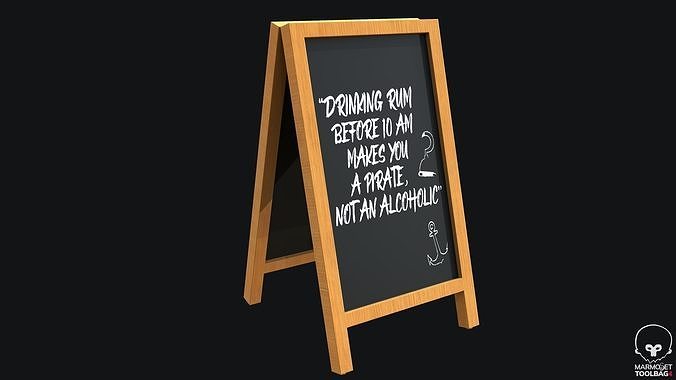 Chalkboard PBR Game Ready easel with Low-poly 3D model