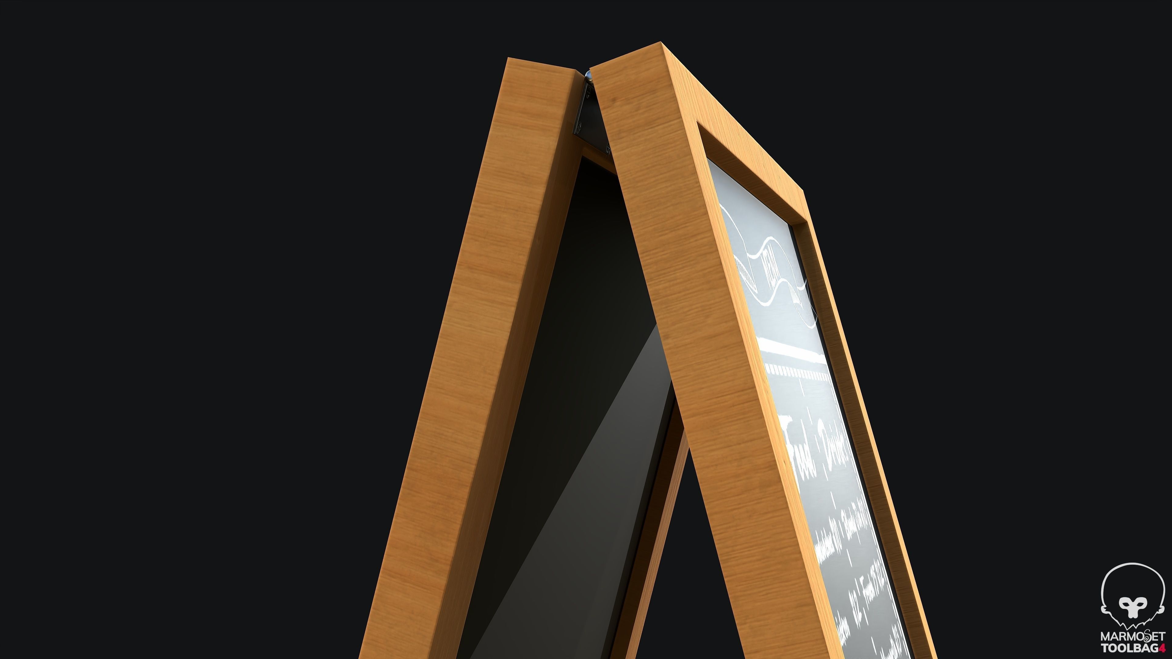 Chalkboard PBR Game Ready easel with Low-poly 3D model_4