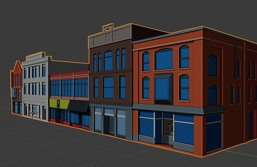 Low Poly City Buildings Low-poly 3D model_5