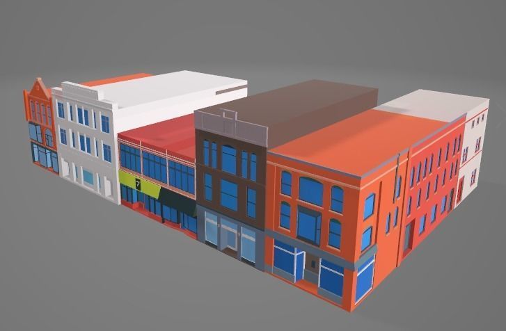 Low Poly City Buildings Low-poly 3D model_16