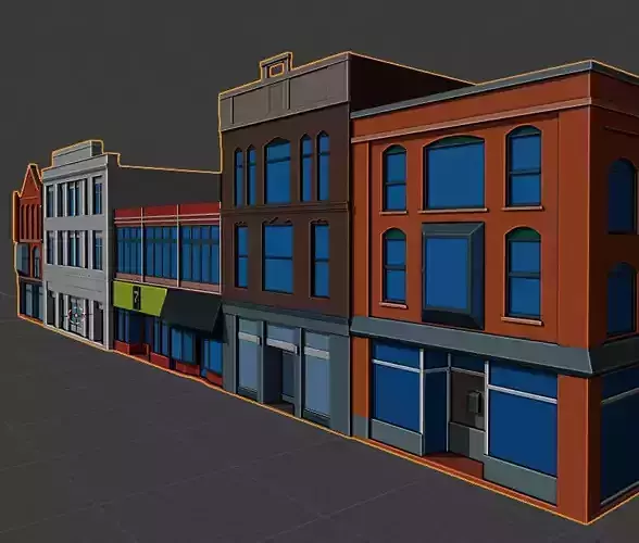 Low Poly City Buildings Low-poly 3D model