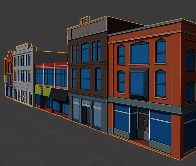 Low Poly City Buildings Low-poly 3D model_0