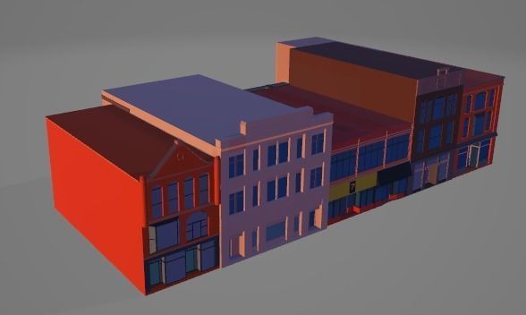 Low Poly City Buildings Low-poly 3D model_17