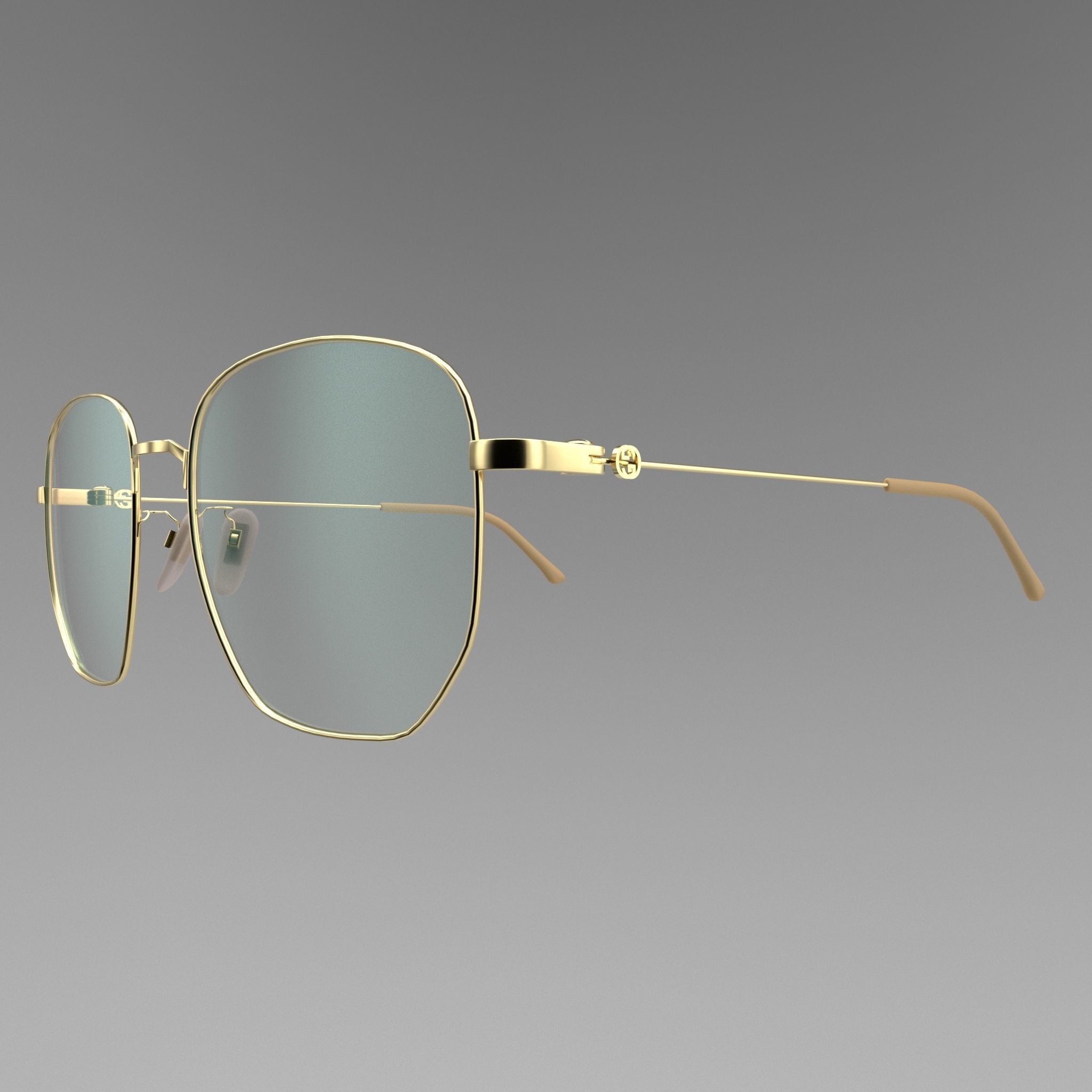 Gucci Glasses Rectangular-frame metal Low-poly 3D model_2