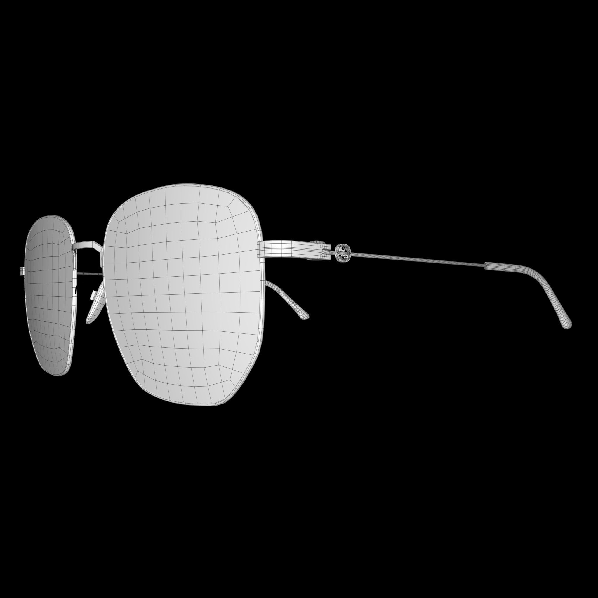 Gucci Glasses Rectangular-frame metal Low-poly 3D model_5