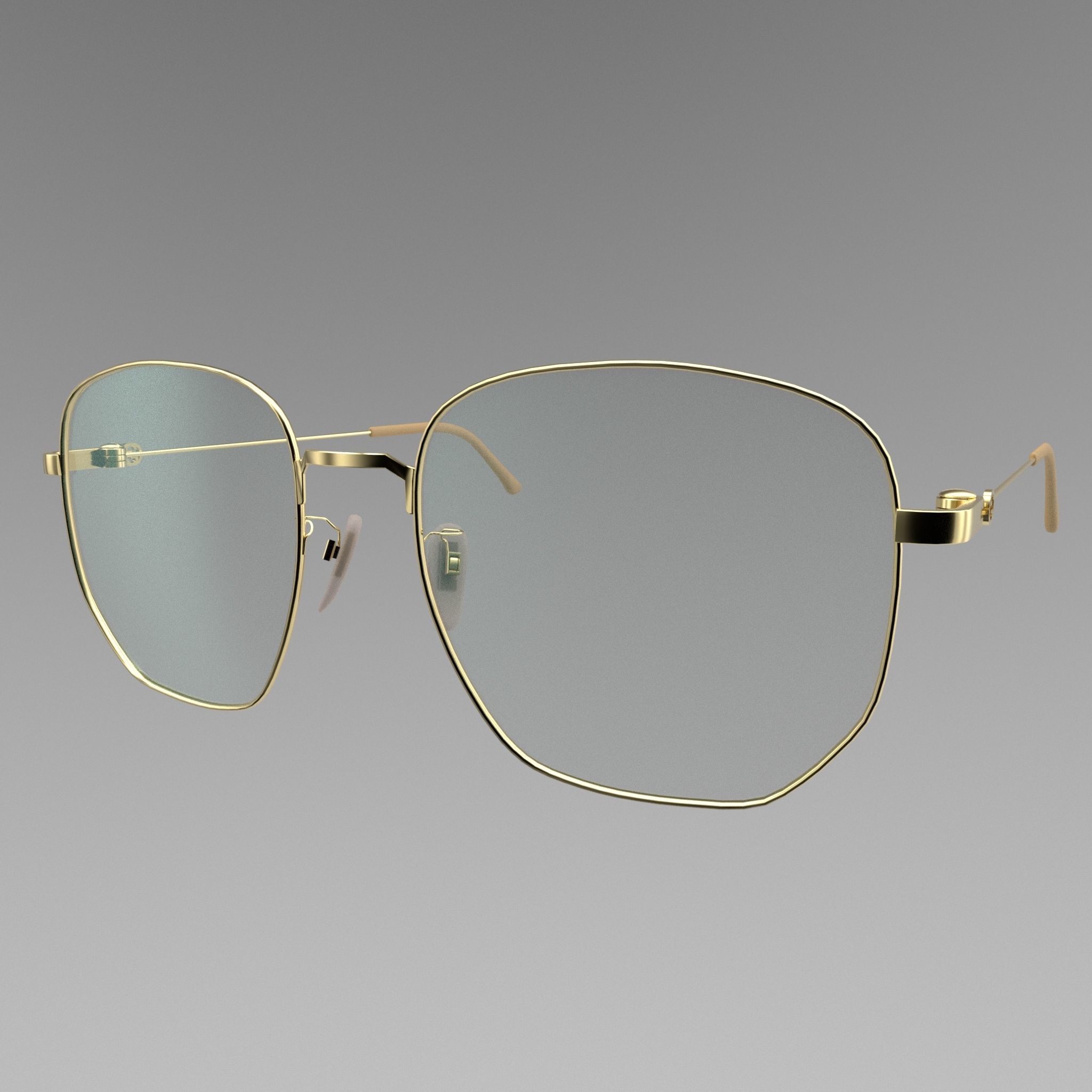 Gucci Glasses Rectangular-frame metal Low-poly 3D model_3