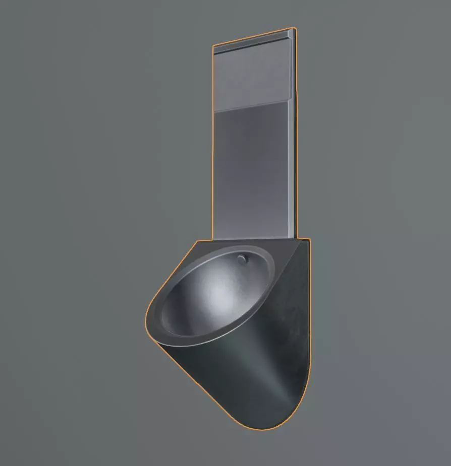 Metal Urinal Basin Low-Poly Version Low-poly 3D model_0