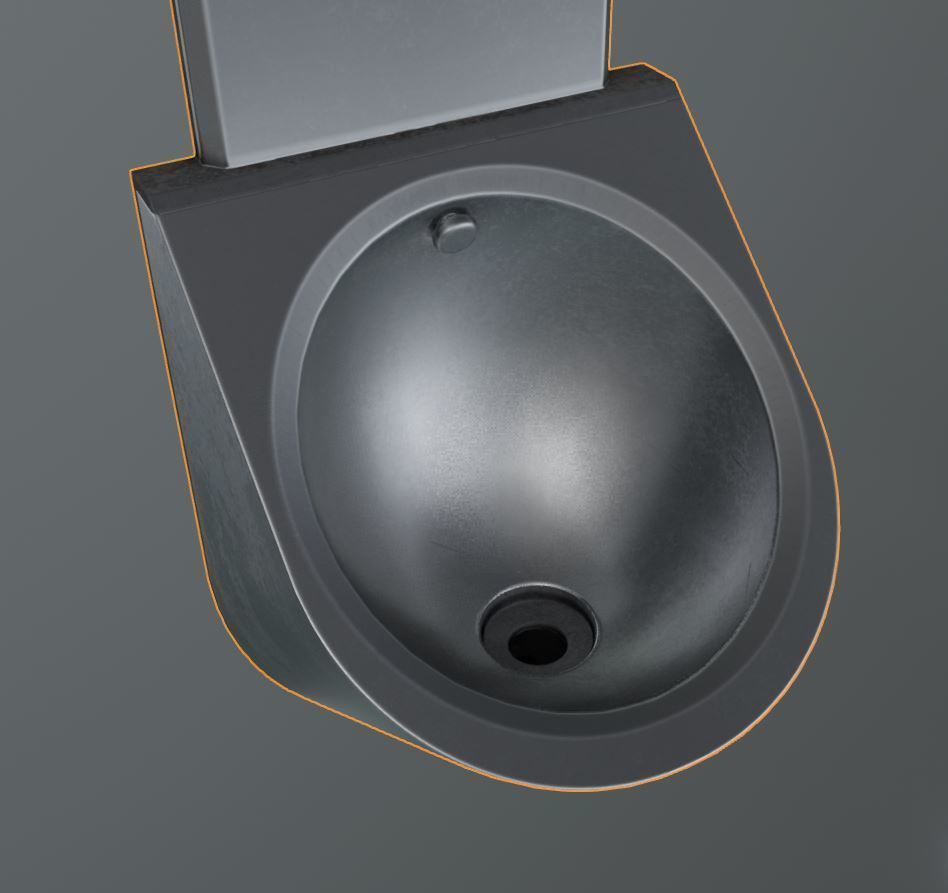 Metal Urinal Basin Low-Poly Version Low-poly 3D model_2