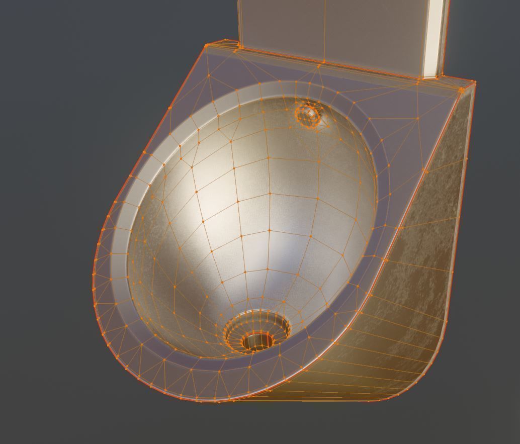 Metal Urinal Basin Low-Poly Version Low-poly 3D model_4