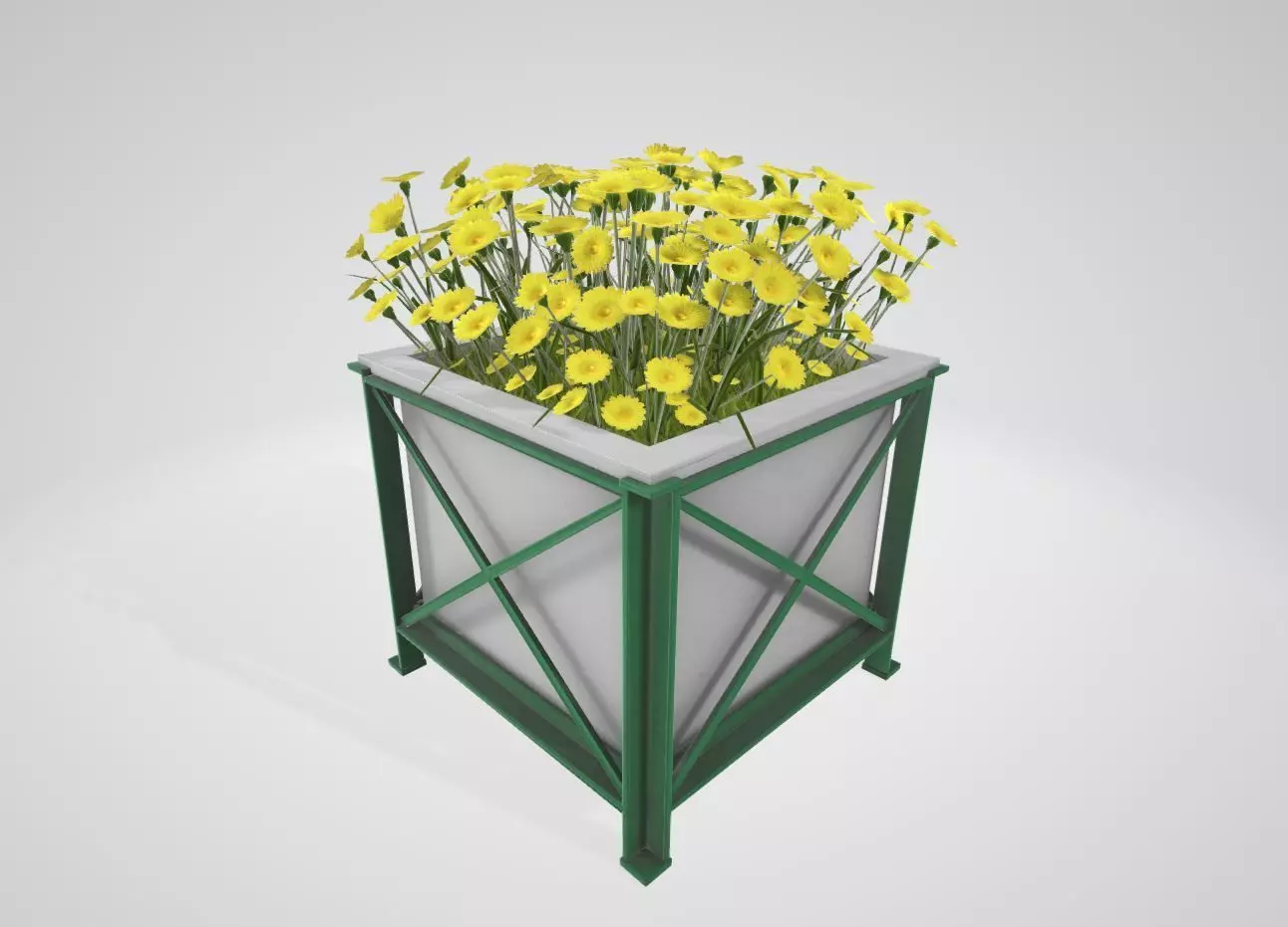 Flower Pot Yellow Flowers Version 2 Low-poly 3D model_0