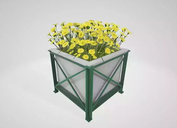 Flower Pot Yellow Flowers Version 2 Low-poly 3D model