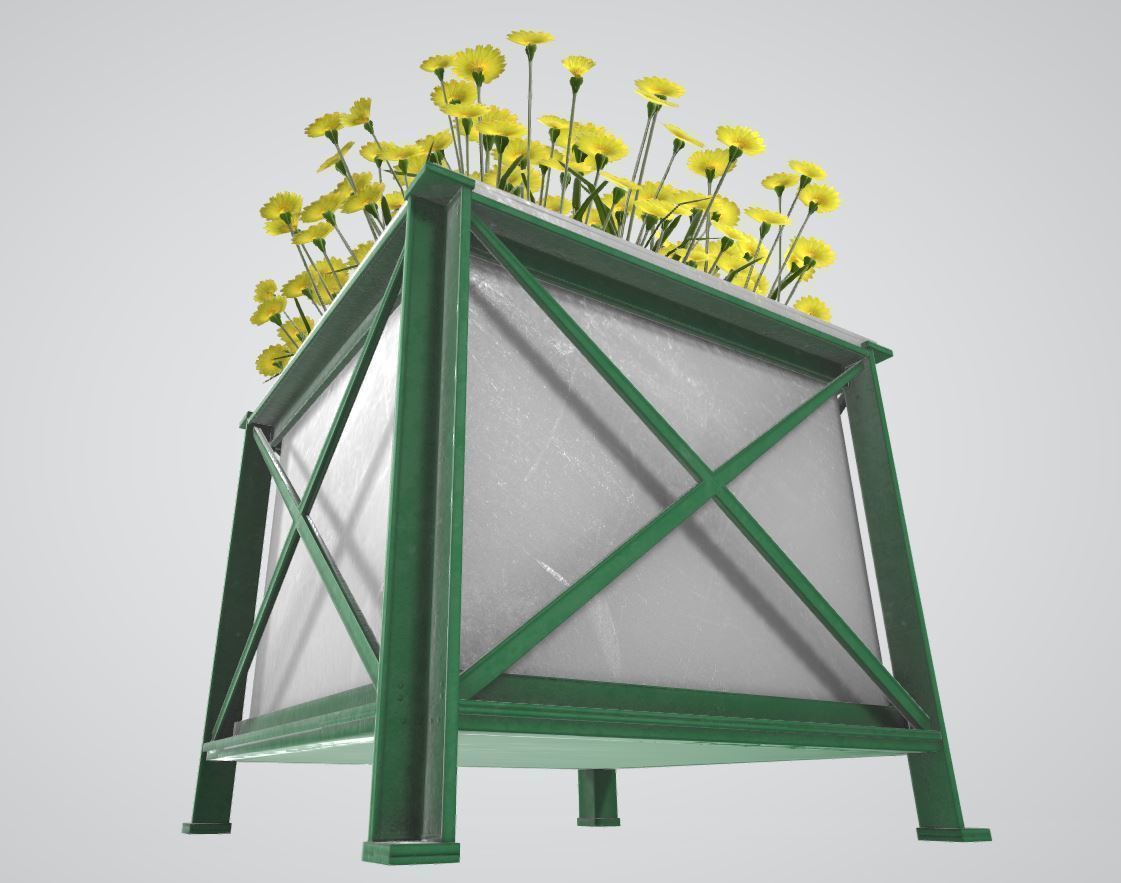 Flower Pot Yellow Flowers Version 2 Low-poly 3D model_5