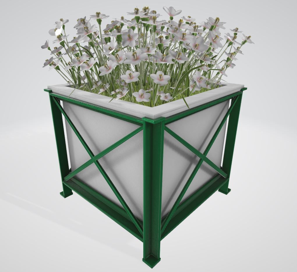 Flower Pot White Flowers Version 2 Low-poly 3D model_6