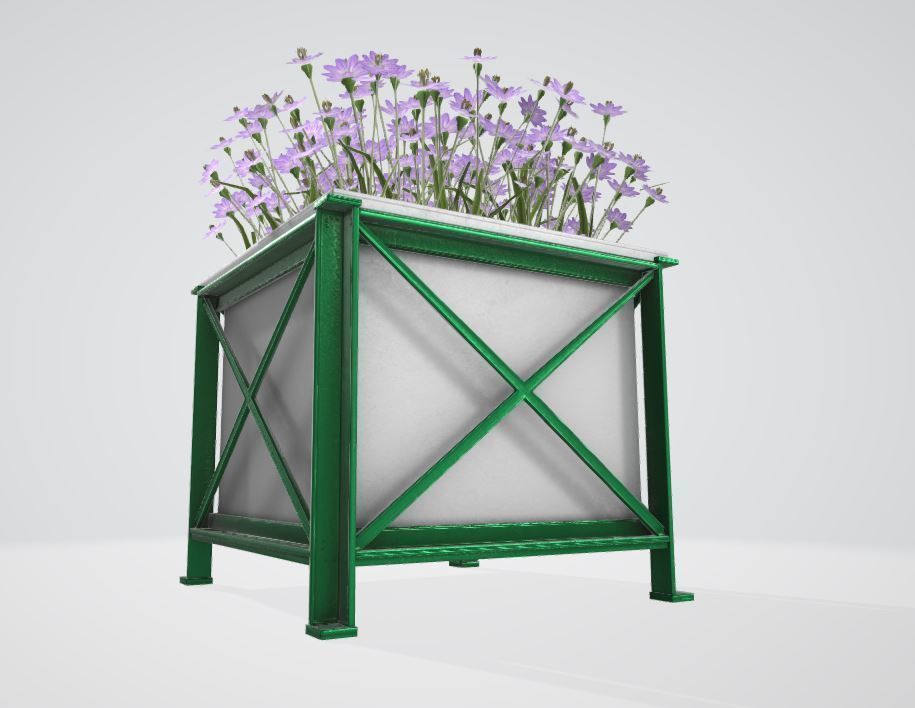 Flower Pot Violet Flowers Version 2 Low-poly 3D model_2