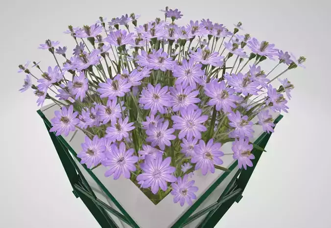 Flower Pot Violet Flowers Version 2 Low-poly 3D model