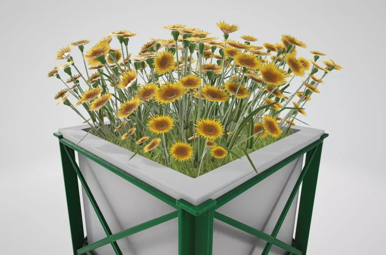 Flower Pot Sunflowers Version 2 Low-poly 3D model_0