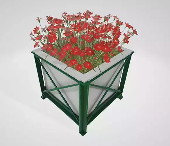 Flower Pot Red Flowers Version 2 Low-poly 3D model