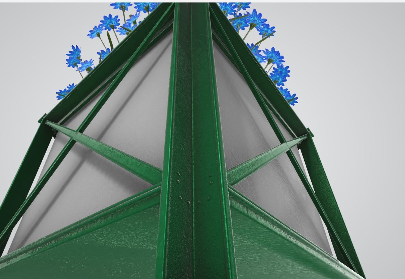 Flower Pot Blue Flowers Version 2 Low-poly 3D model_6