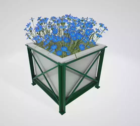 Flower Pot Blue Flowers Version 2 Low-poly 3D model