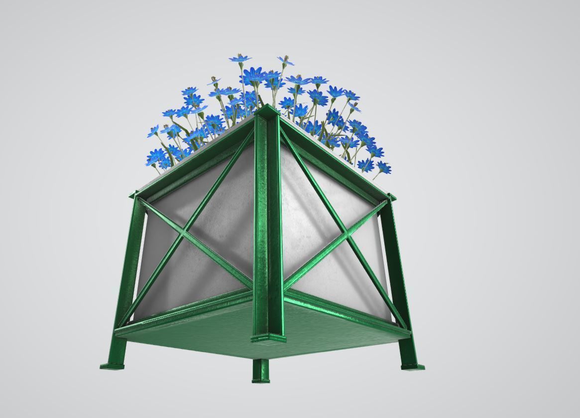Flower Pot Blue Flowers Version 2 Low-poly 3D model_3
