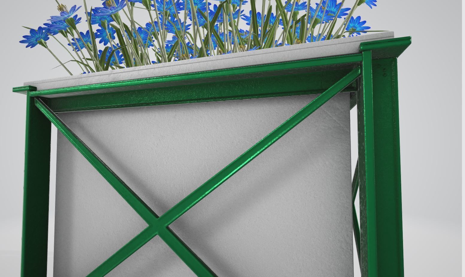 Flower Pot Blue Flowers Version 2 Low-poly 3D model_2