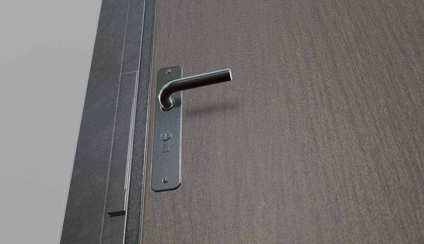 Animated Metal Door Version 5 Wood Low-poly 3D model_5