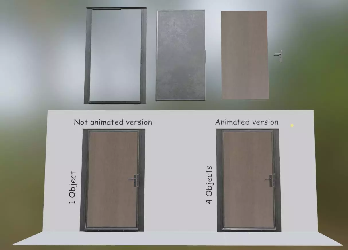 Animated Metal Door Version 5 Wood Low-poly 3D model_0
