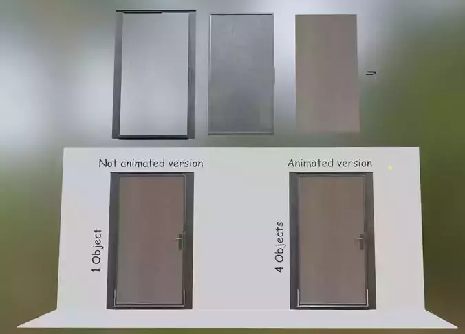Animated Metal Door Version 5 Wood Low-poly 3D model