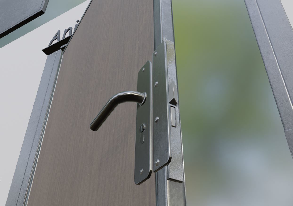 Animated Metal Door Version 5 Wood Low-poly 3D model_2