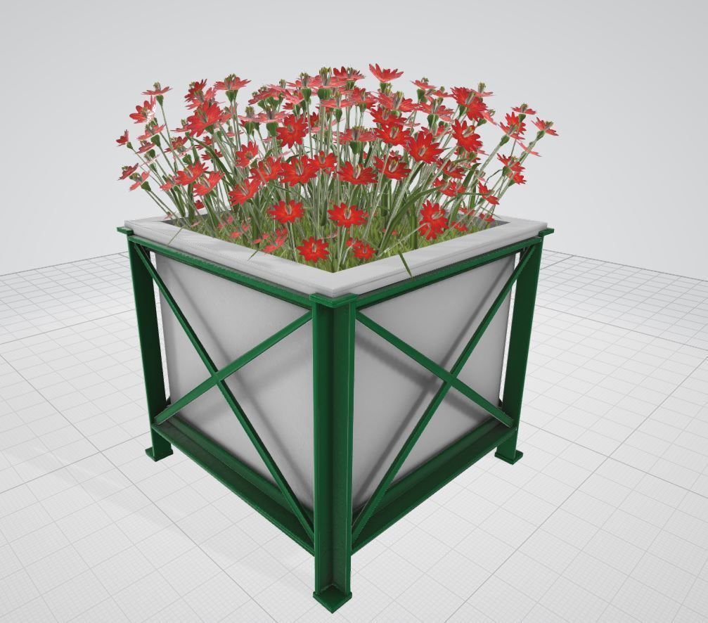 City Flower Pot with Flowers Version 2 3D Model Collection_35