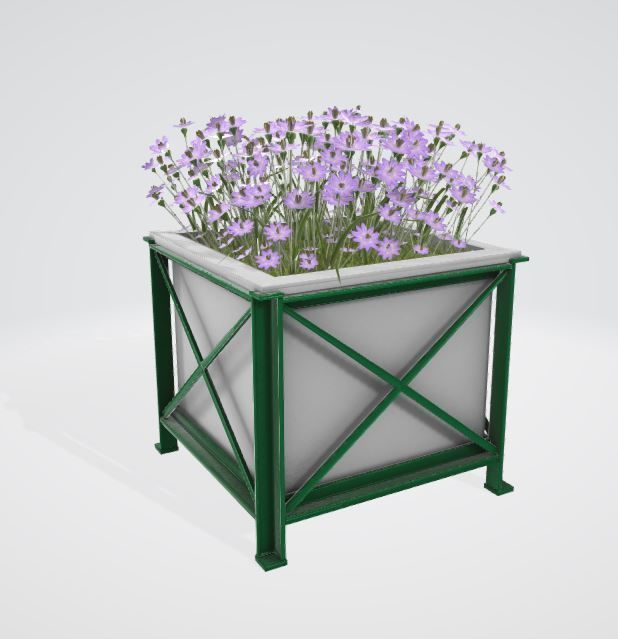 City Flower Pot with Flowers Version 2 3D Model Collection_10
