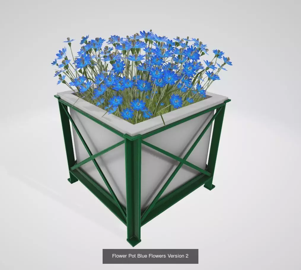 City Flower Pot with Flowers Version 2 3D Model Collection_0