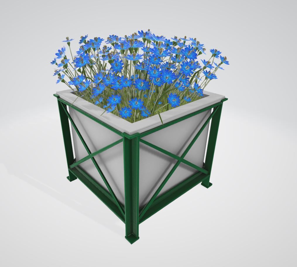 City Flower Pot with Flowers Version 2 3D Model Collection_36