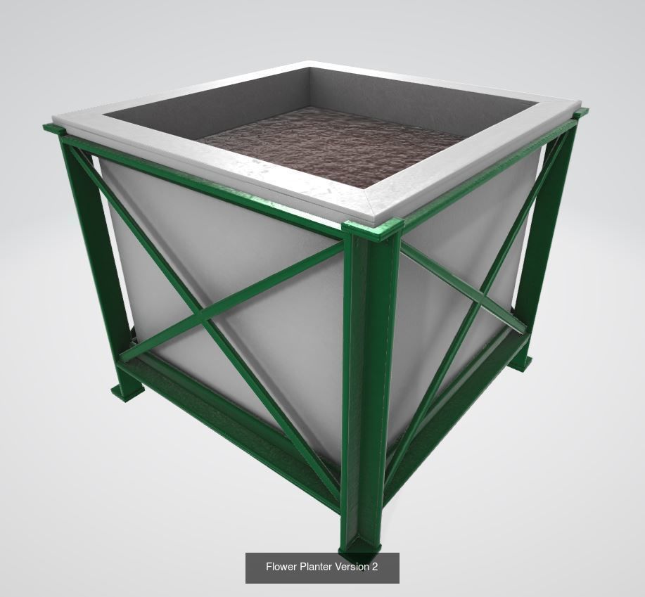 City Flower Pot with Flowers Version 2 3D Model Collection_9