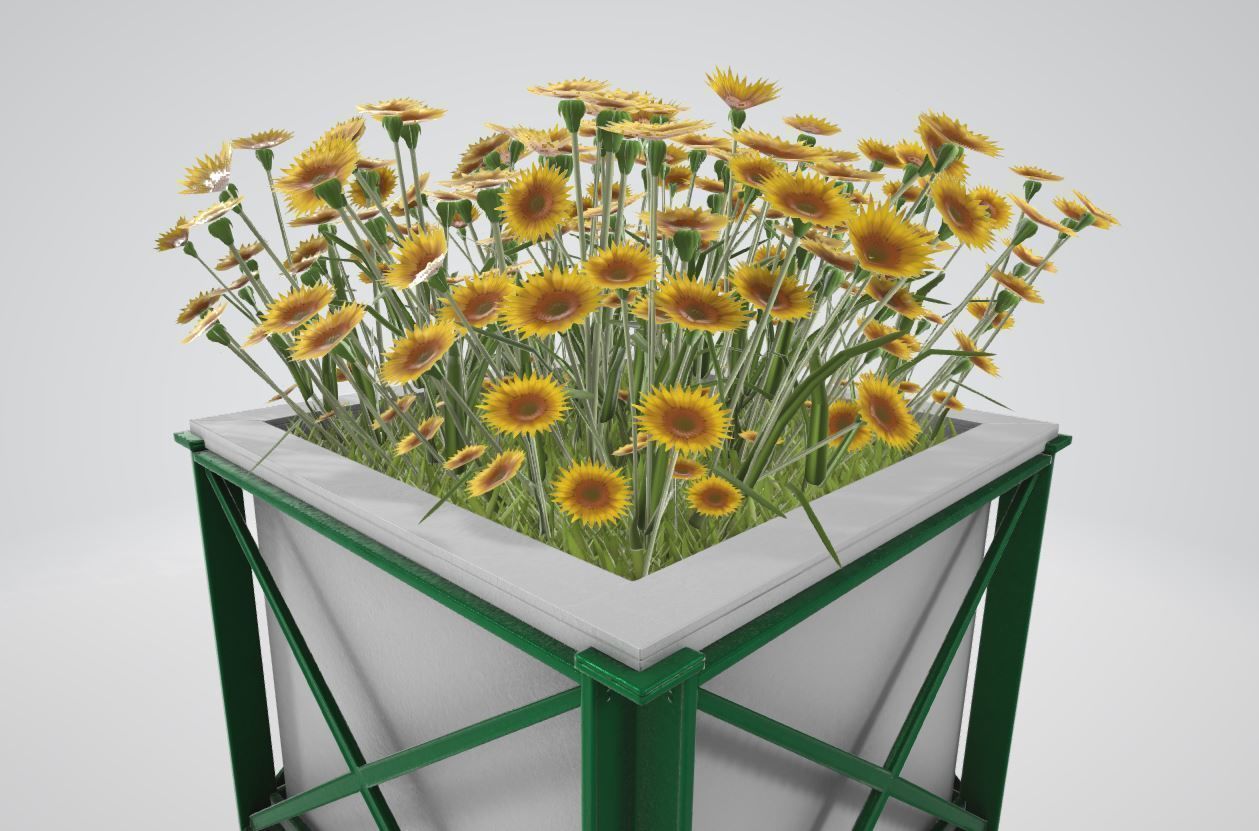 City Flower Pot with Flowers Version 2 3D Model Collection_28