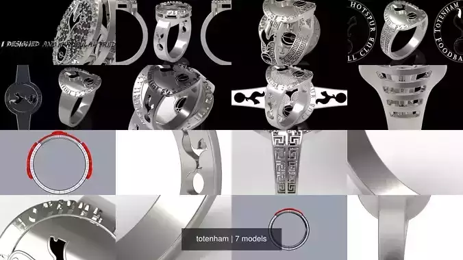 totenham silver ring with intricate design