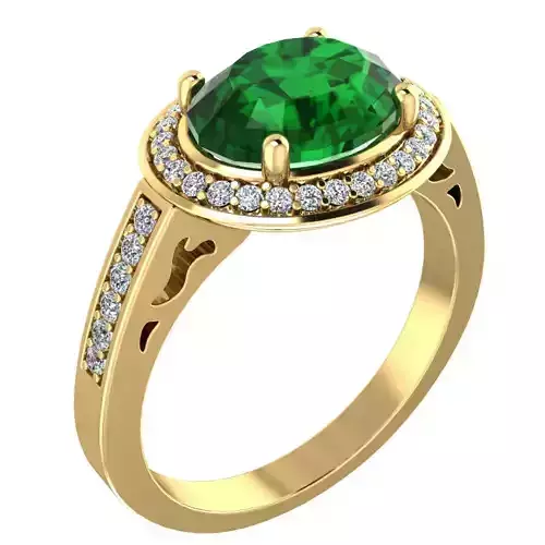 A0280-01 oval emerald and diamond ring