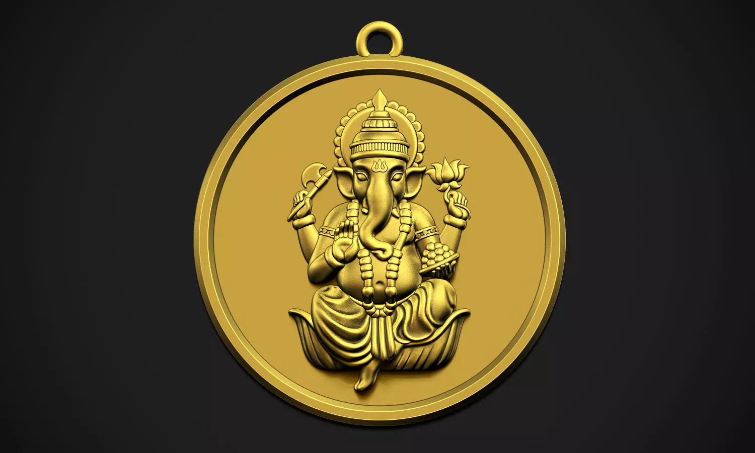 Ganesha Circle Pendant 3D print model
