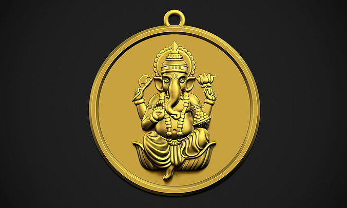 Ganesha Circle Pendant 3D print model