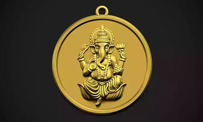 Ganesha Circle Pendant 3D print model