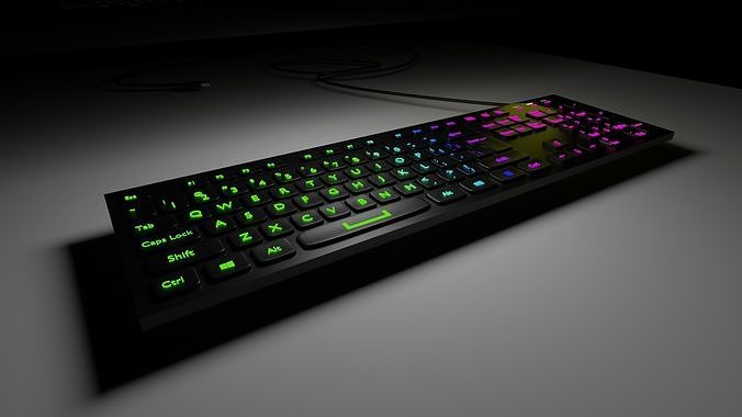 keyboard computer with neon lights Free low-poly 3D model