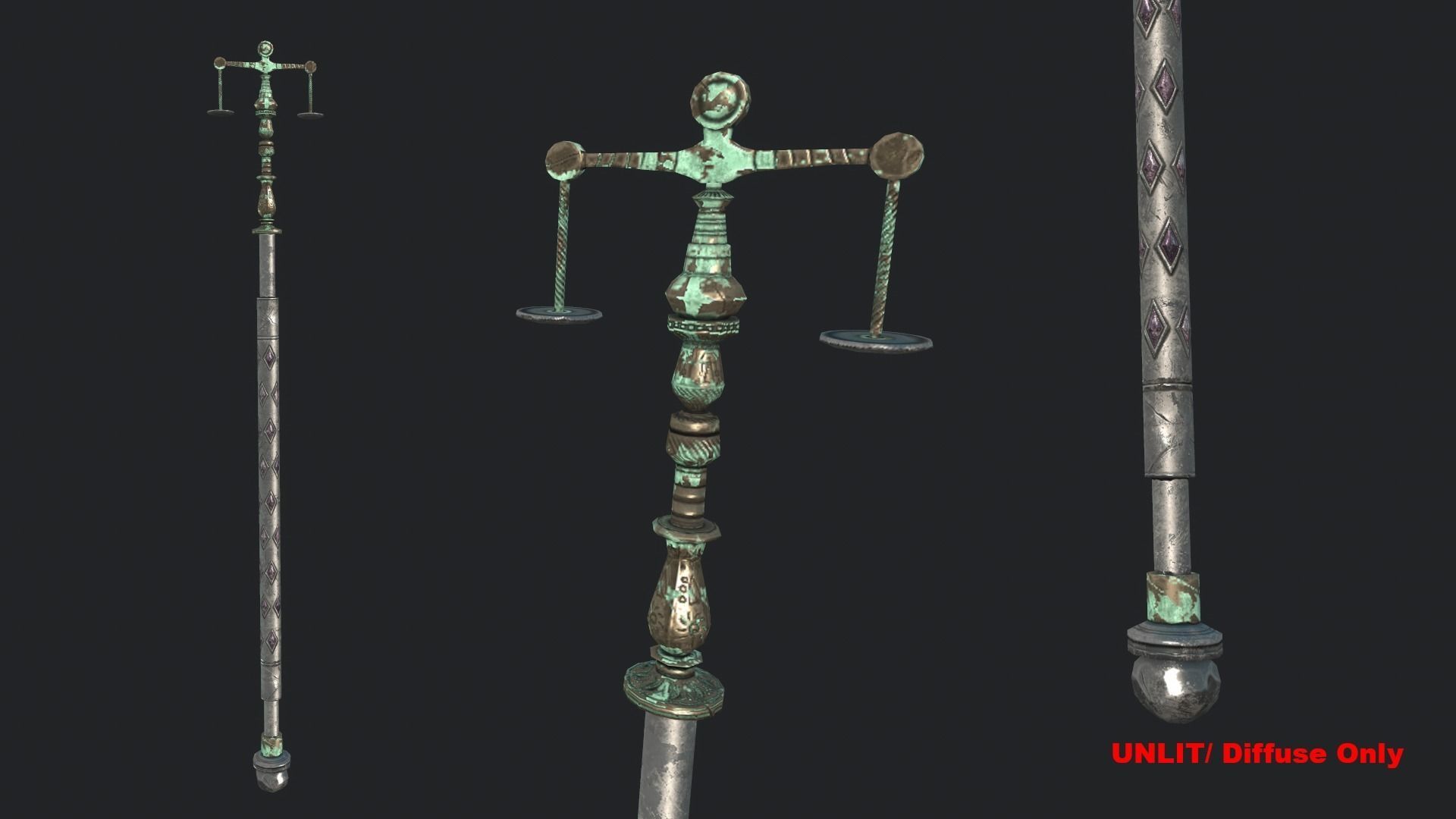 Fantasy Stylish- Staff of Balance Low-poly 3D model_1