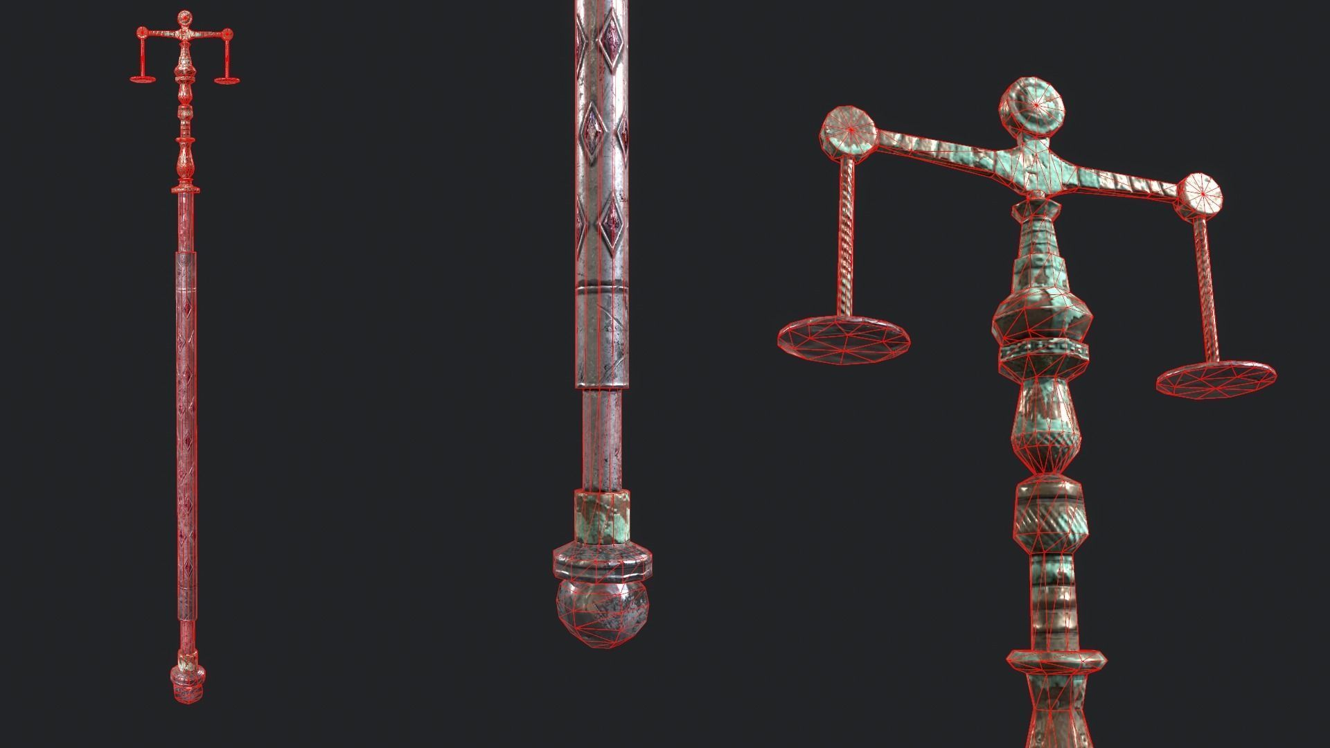 Fantasy Stylish- Staff of Balance Low-poly 3D model_2