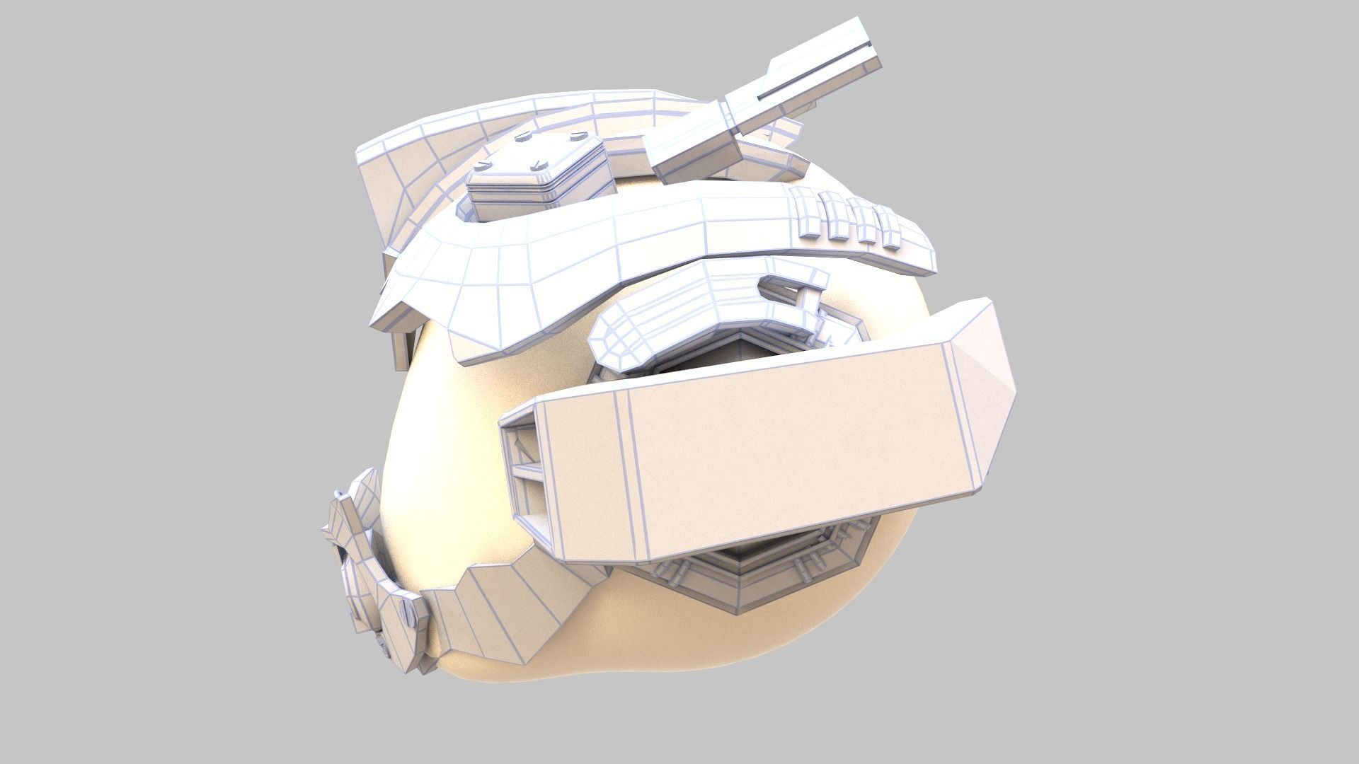 Yellowish Tech Helmet 3D model_8