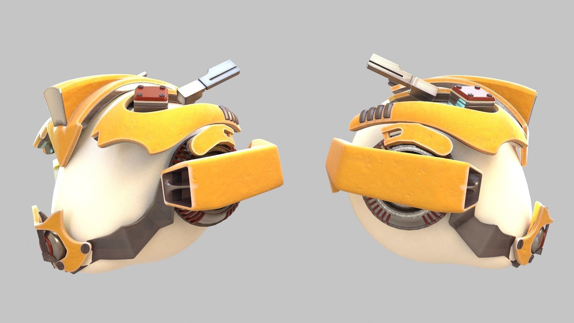 Yellowish Tech Helmet 3D model_2