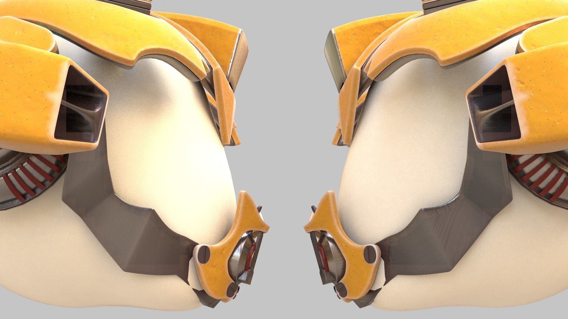 Yellowish Tech Helmet 3D model_1
