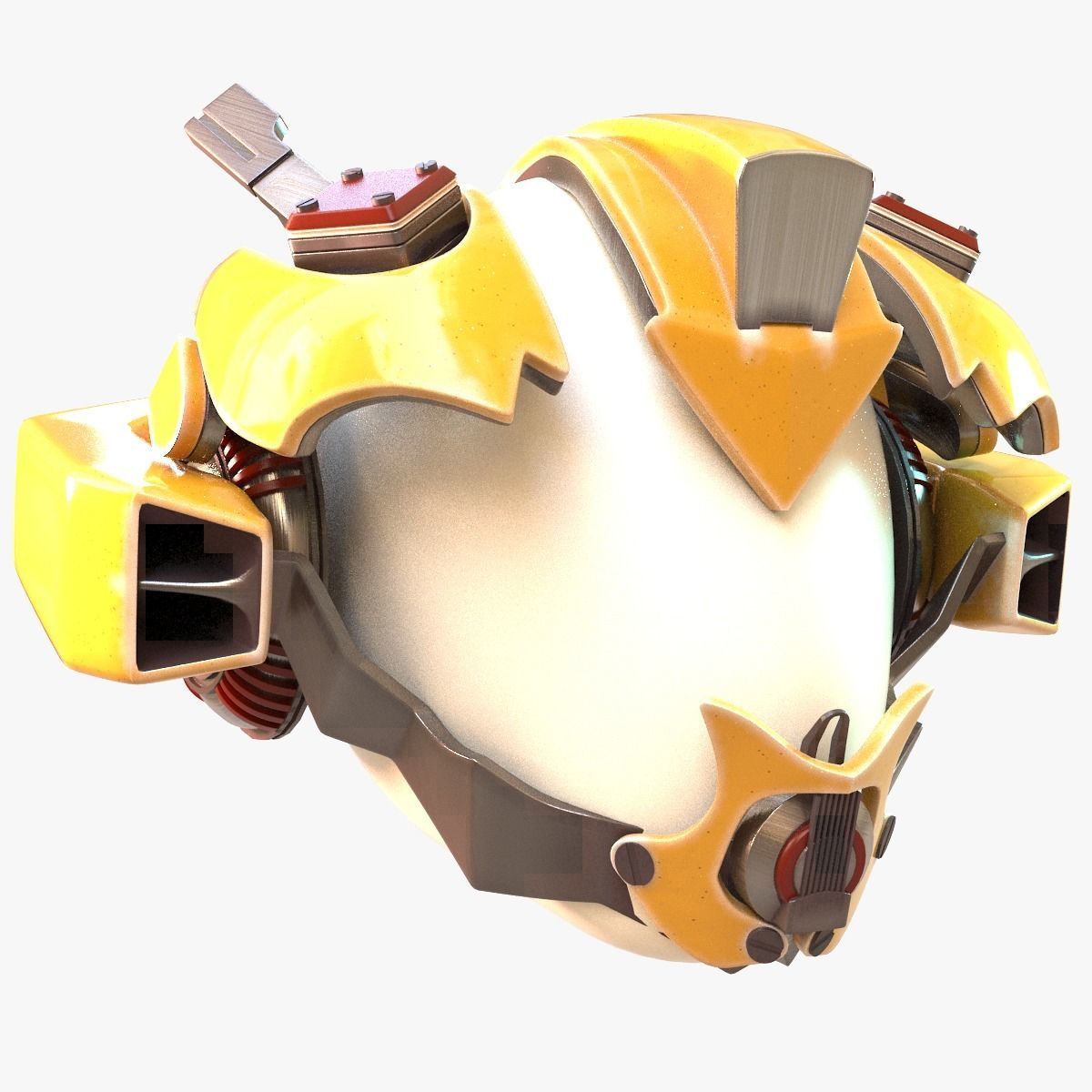 Yellowish Tech Helmet 3D model_3