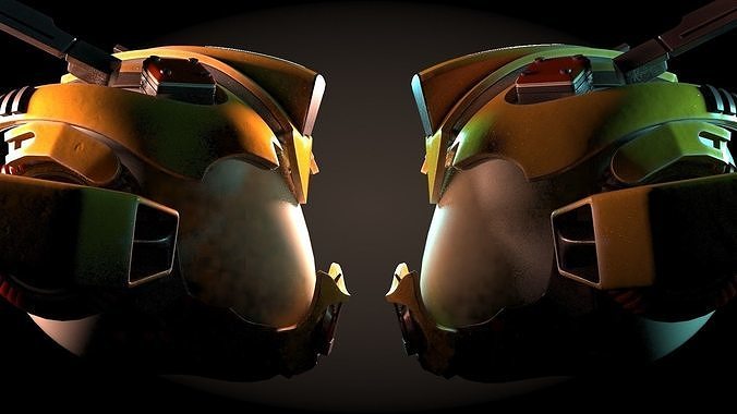 Yellowish Tech Helmet 3D model