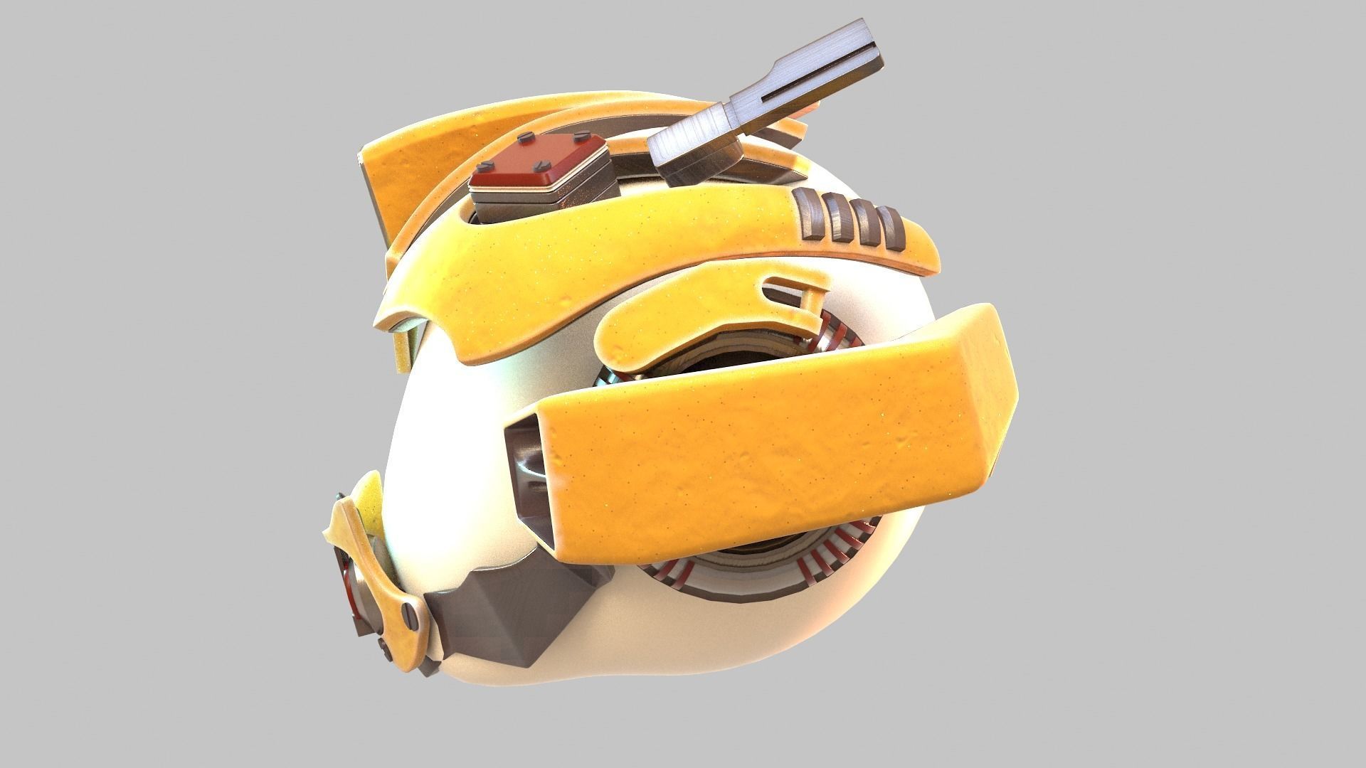Yellowish Tech Helmet 3D model_5